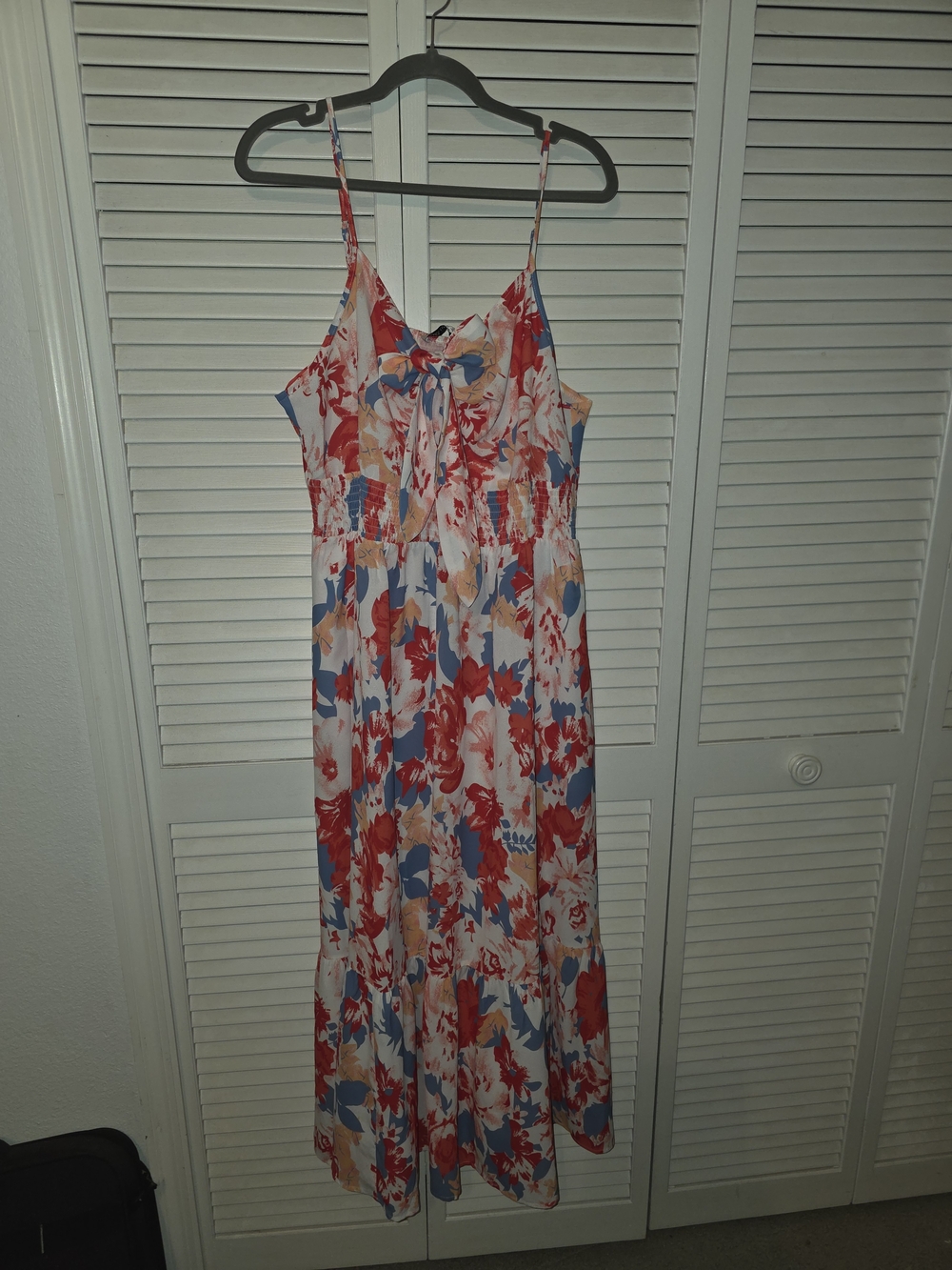 Floral Spaghetti Strap Maxi Dress - Red, Blue, Cream